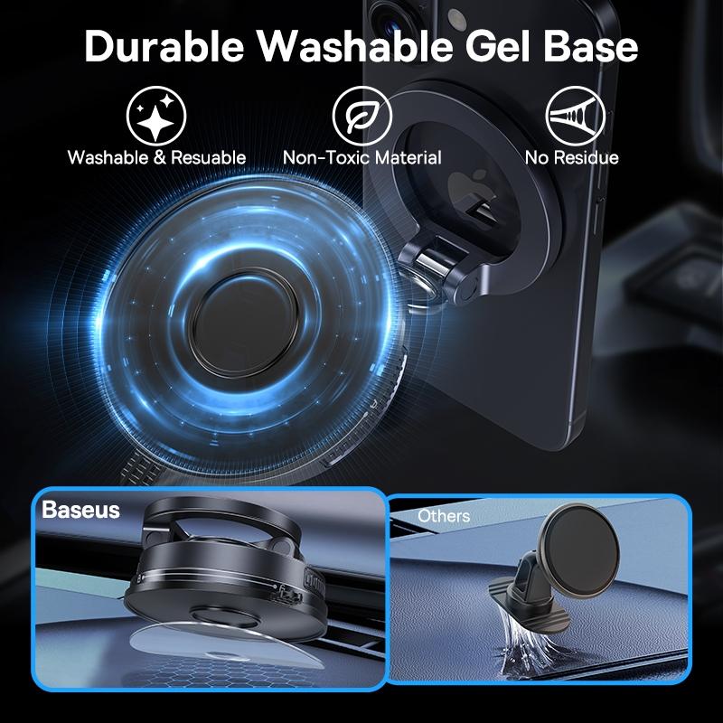 Baseus VC2 Flex Magnetic Car Mount Suction Cup Version with 35N Powerful Magnets 360° Swivel Base Wireless Charging